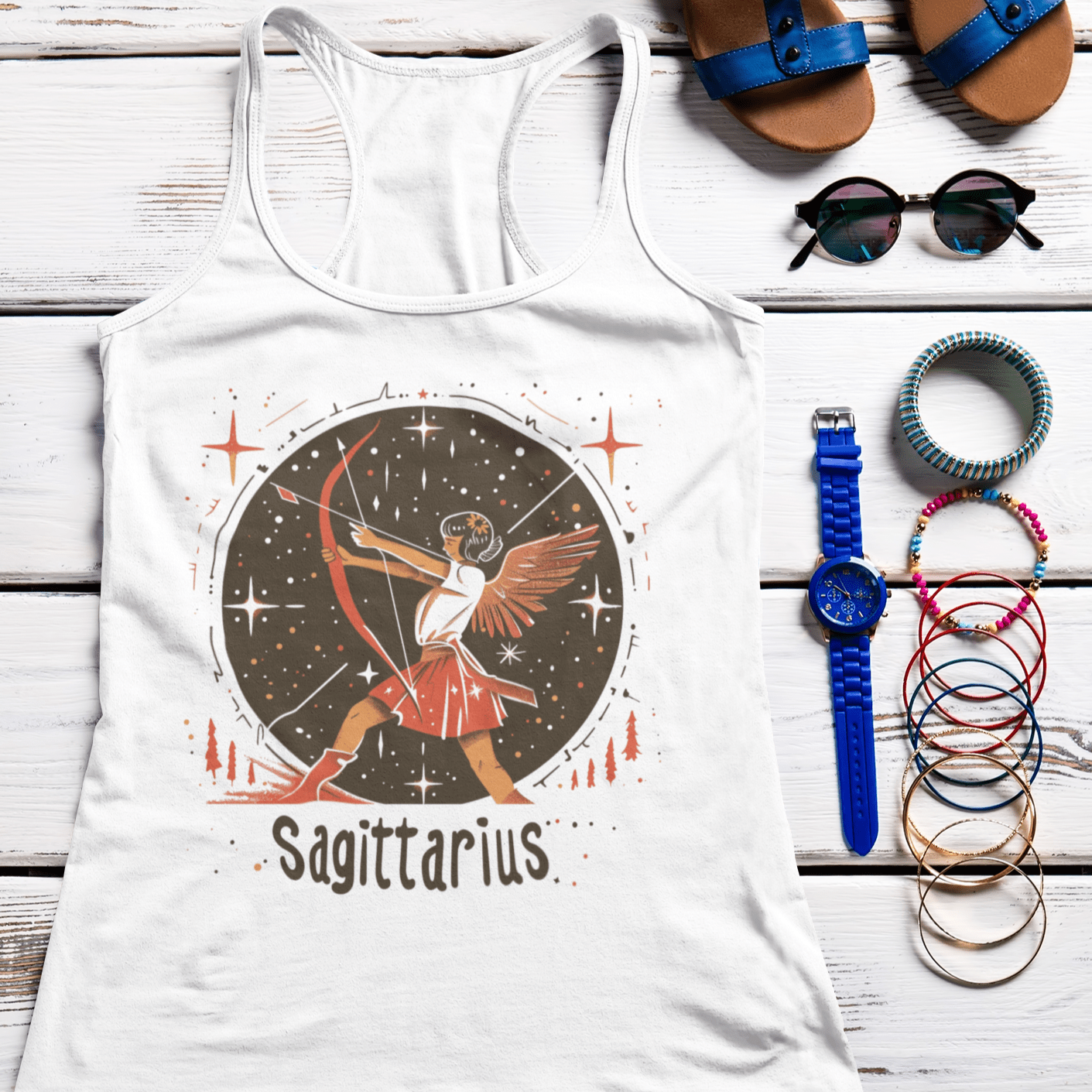 Tank Top Stellar Archer Sagittarius Racerback Tank: Aim High, Dream Big