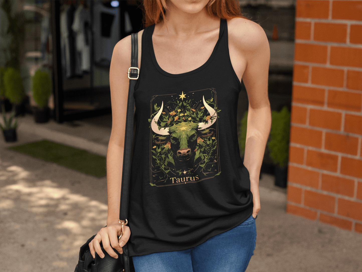 Tank Top The Bull: Taurus Tarot Card Racerback Tank