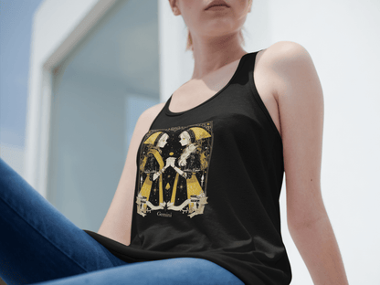 Tank Top The Curious Twins: Gemini Tarot Card Racerback Tank