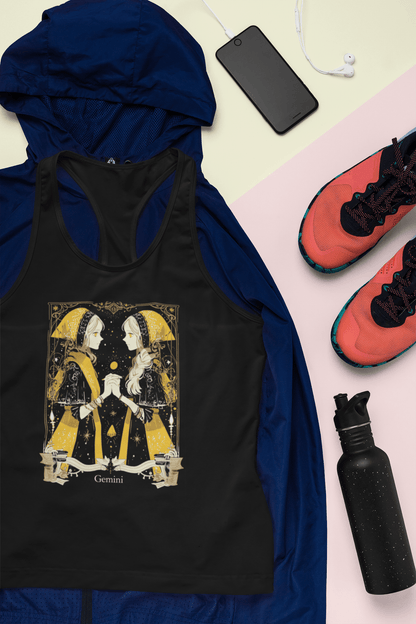 Tank Top The Curious Twins: Gemini Tarot Card Racerback Tank