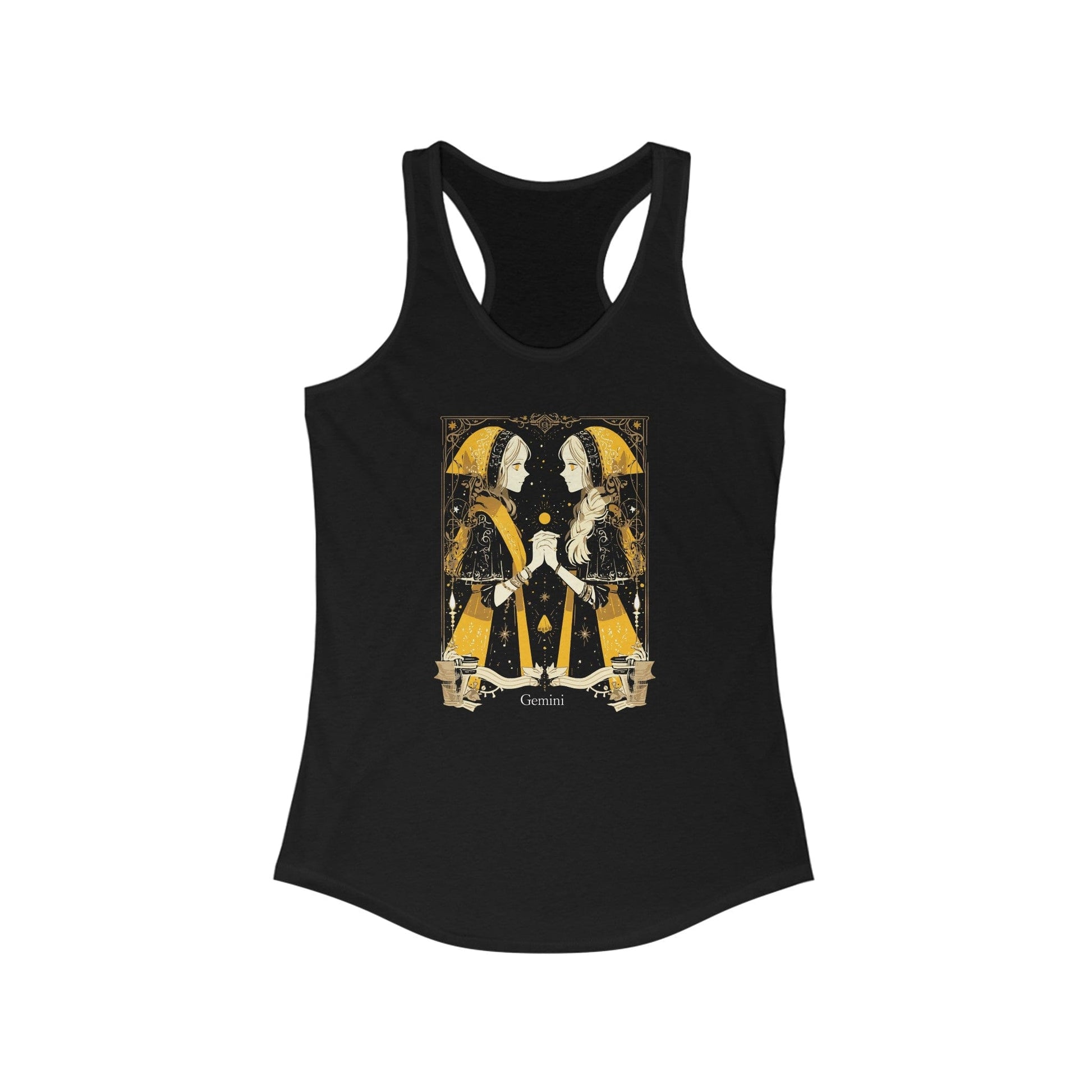 Tank Top The Curious Twins: Gemini Tarot Card Racerback Tank