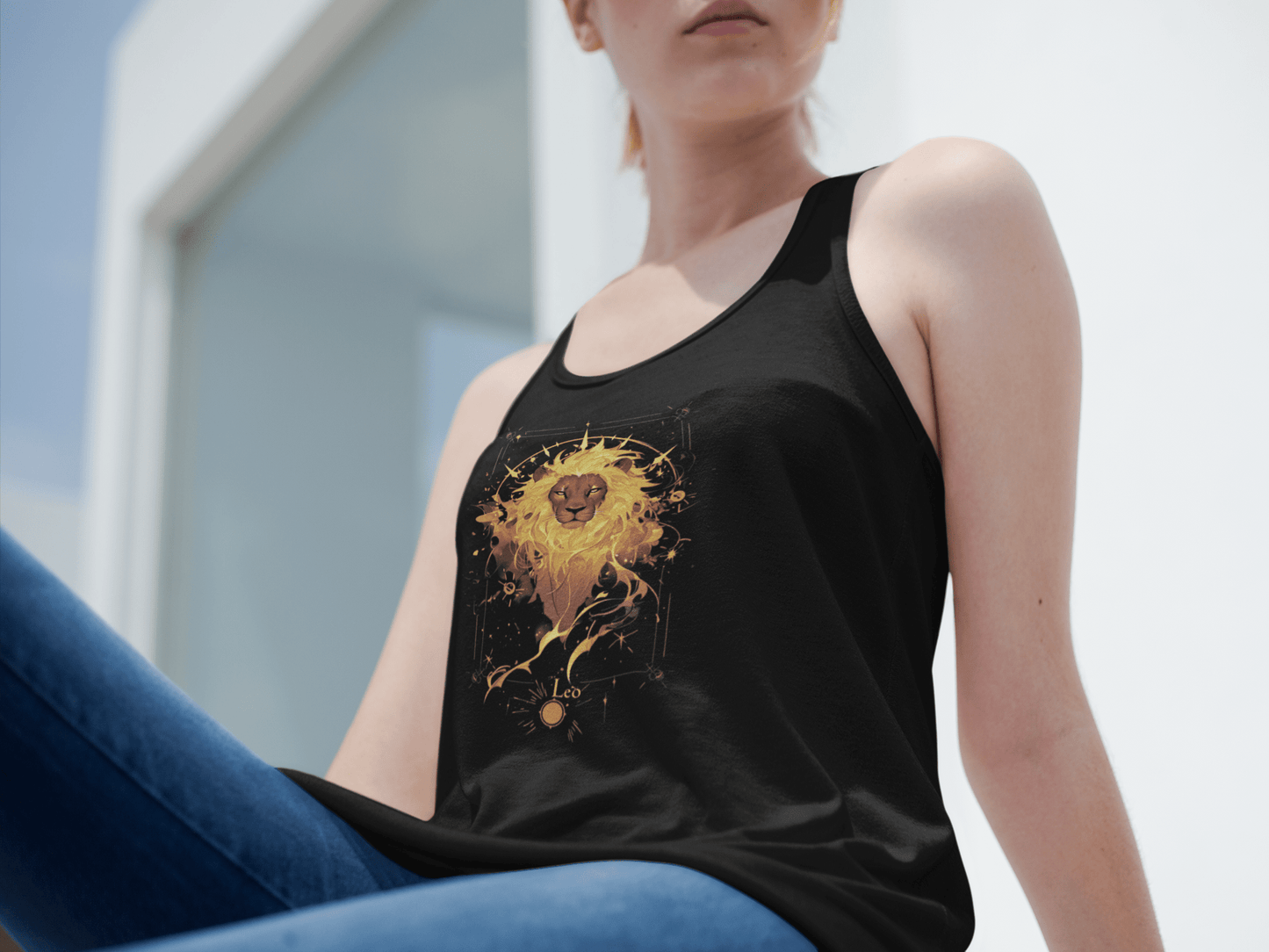 Tank Top The Fiery Lion: Leo Tarot Card Racerback Tank