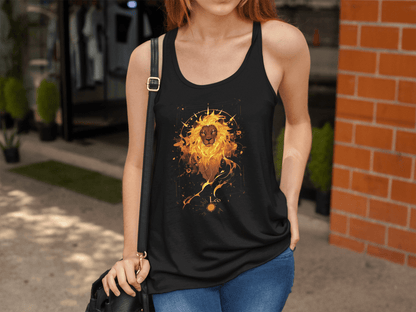 Tank Top The Fiery Lion: Leo Tarot Card Racerback Tank