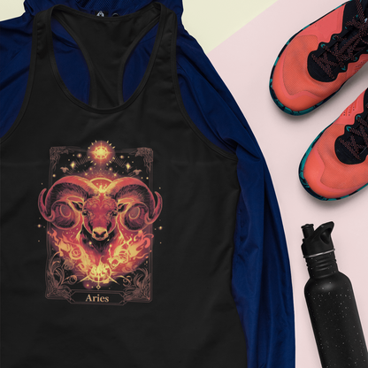 Tank Top The Fiery Ram: Aries Tarot Card Racerback Tank