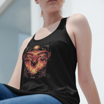 Tank Top The Fiery Ram: Aries Tarot Card Racerback Tank