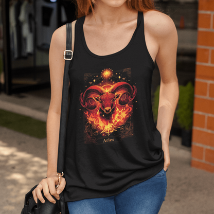 Tank Top The Fiery Ram: Aries Tarot Card Racerback Tank