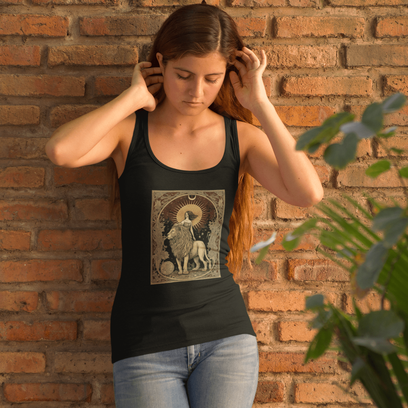 Tank Top The Lion's Strength: Leo Tarot Card Racerback Tank