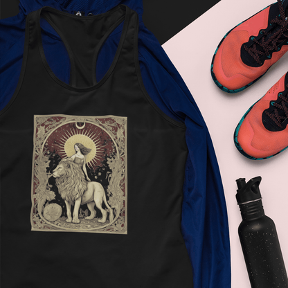 Tank Top The Lion's Strength: Leo Tarot Card Racerback Tank