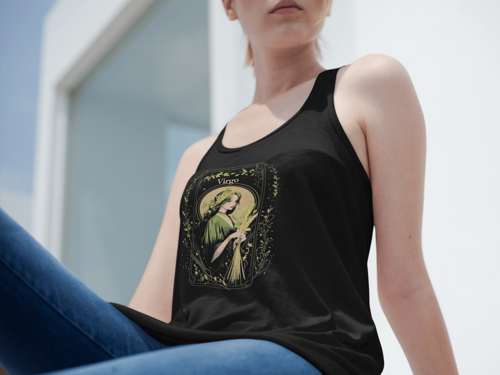 Tank Top The Maiden: Virgo Tarot Card Racerback Tank