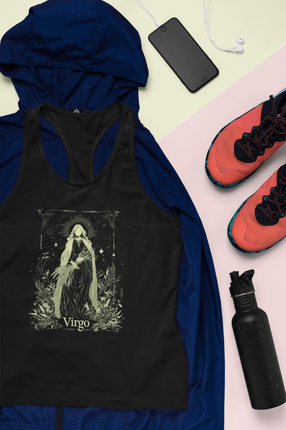 Tank Top The Meticulous Maiden: Virgo Tarot Card Racerback Tank