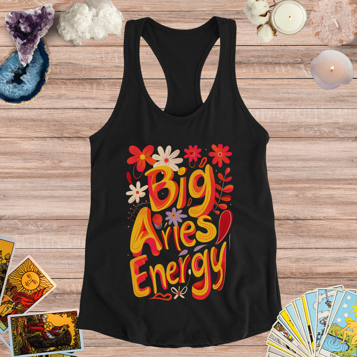 Tank Top XS / Solid Black Big Aries Energy Racerback Tank