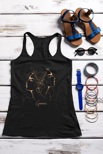 Tank Top XS / Solid Black Ethereal Twins Gemini Racerback Tank