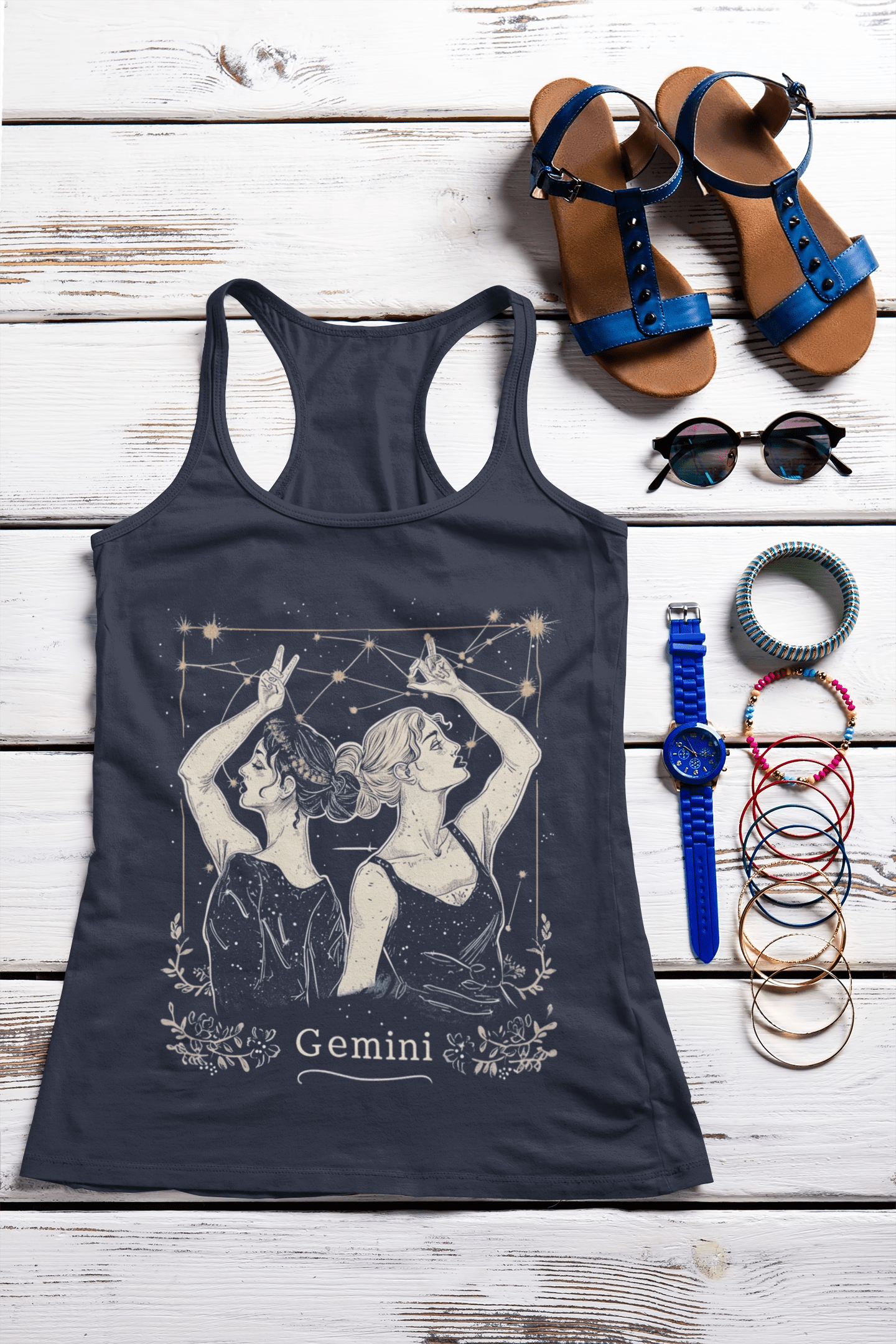 Tank Top XS / Solid Midnight Navy Air Whisper Gemini Racerback Tank