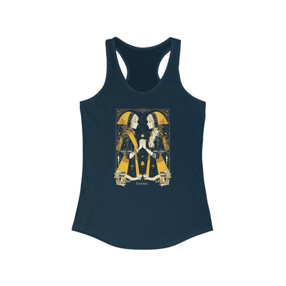 Tank Top XS / Solid Midnight Navy The Curious Twins: Gemini Tarot Card Racerback Tank