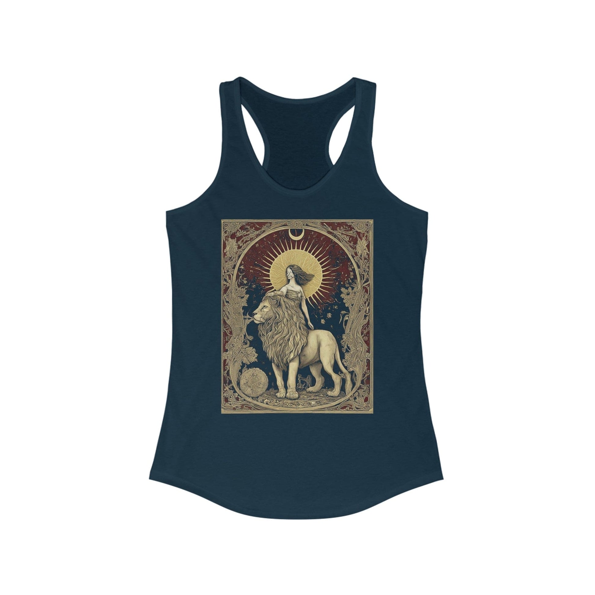 Tank Top XS / Solid Midnight Navy The Lion's Strength: Leo Tarot Card Racerback Tank