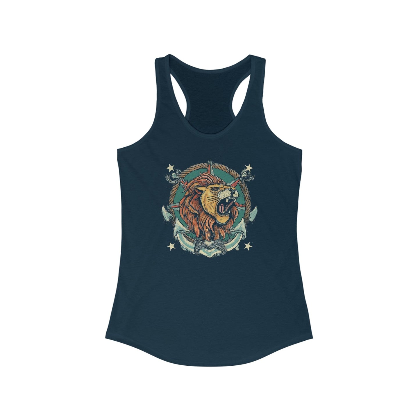 Tank Top XS / Solid Midnight Navy Traditional Sailor Tattoo Leo Racerback Tank