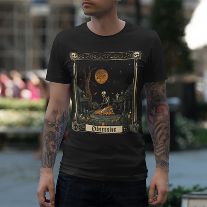 Obsessive Skeleton Tarot Card T-Shirt  - Halloween Limited Edition