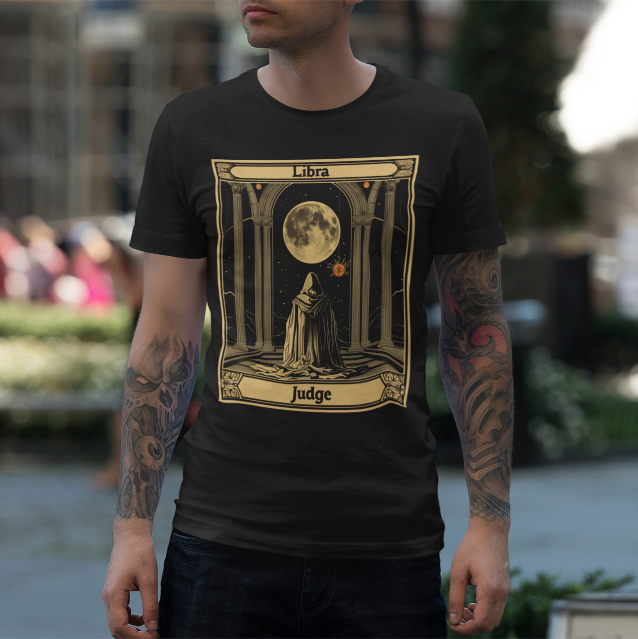 Libra Judge - Pillars of Justice Tarot Card T-Shirt - Halloween Limited Edition